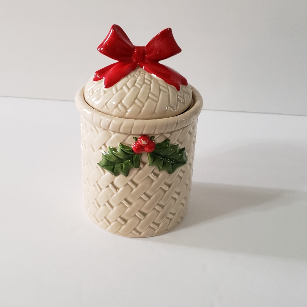 Otagiri Holly Berry Jam Jelly Jar Vintage
